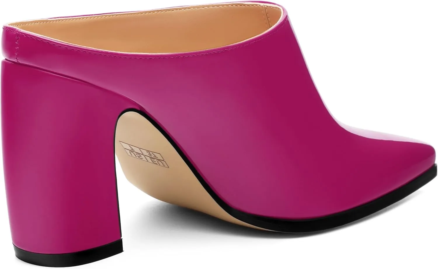Womens Mules, Closed Square Toe Chunky Heel Mules, High Block Heel Backless Loafers Shoes, Slip On Mules for Women Dress Party Shoes 3.35 Inch
