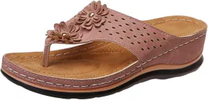 Women's Orthopedic Arch Support Wedge Sandals Casual Platform Slip On Open Toe 2025 Comfortable Flat Non-Slip Summer Beach Dress Shoes Comfort Vamp Slide Orthotic Clip Slippers Flip Flops