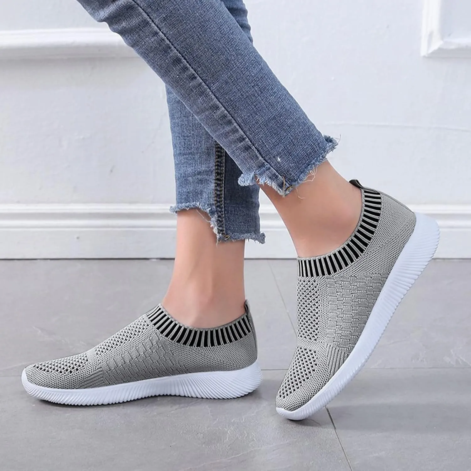 Womens Orthopedic Slip On Casual Shoes Walking Sneakers with Arch Support Comfortable Loafers Plantar Fasciitis Relief Foot Pain Diabetic Feet