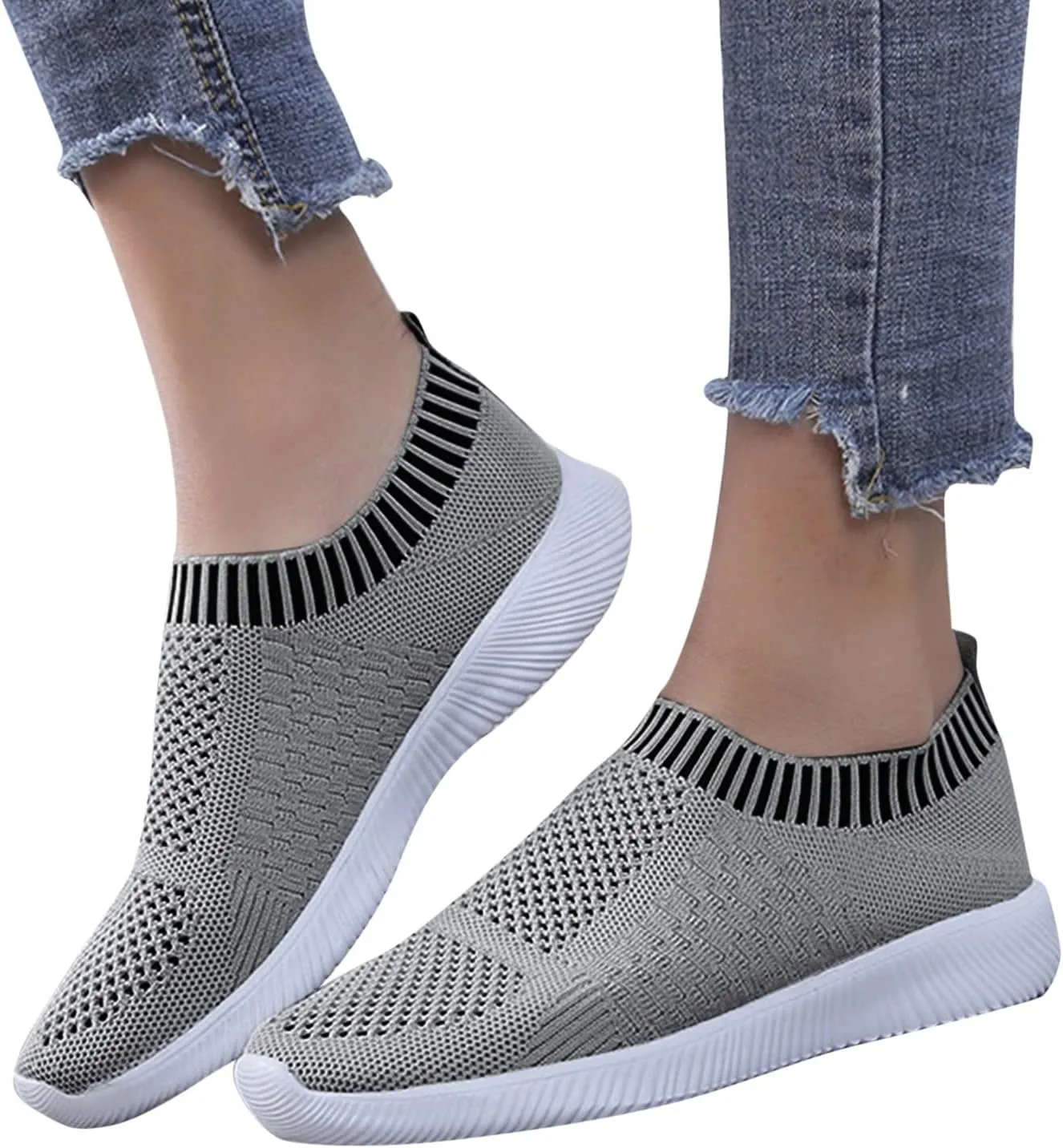 Womens Orthopedic Slip On Casual Shoes Walking Sneakers with Arch Support Comfortable Loafers Plantar Fasciitis Relief Foot Pain Diabetic Feet