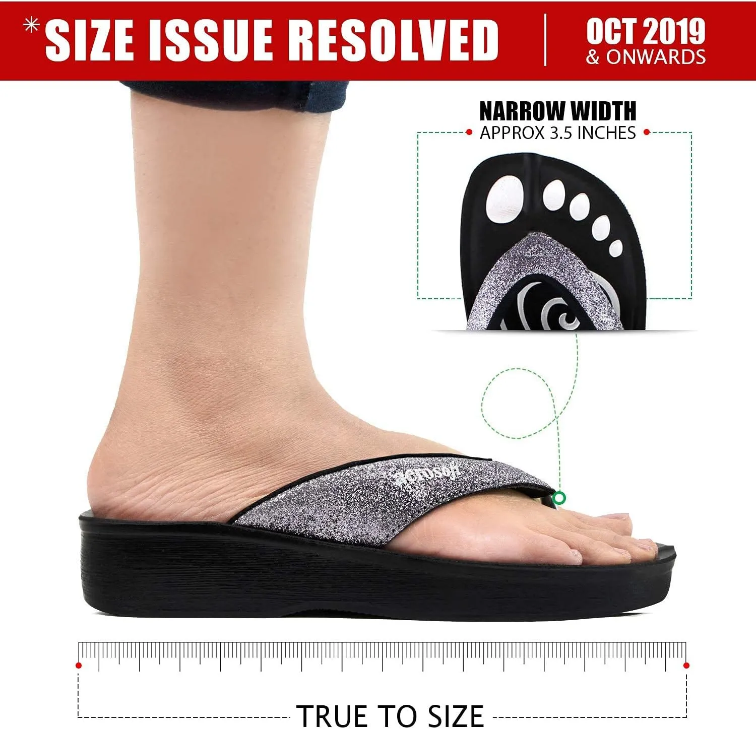 Women's Orthotic Arch Supportive Flip Flops Sandals (US 05, Grey)