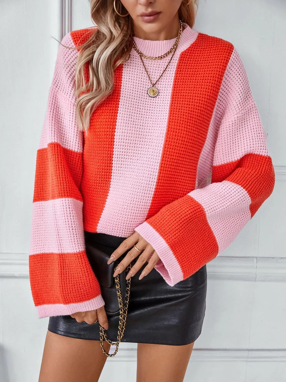 Womens Oversized Sweaters Turtleneck Batwing Long Sleeve Pullover Loose Chunky Knit Jumper Holiday Christmas