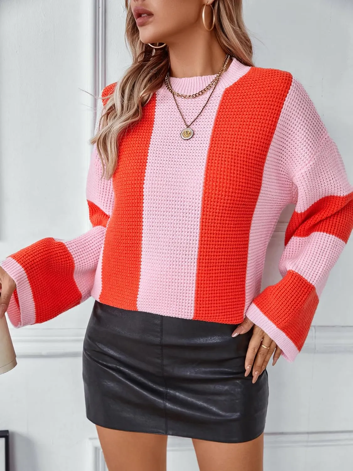 Womens Oversized Sweaters Turtleneck Batwing Long Sleeve Pullover Loose Chunky Knit Jumper Holiday Christmas