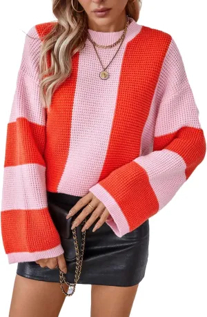 Womens Oversized Sweaters Turtleneck Batwing Long Sleeve Pullover Loose Chunky Knit Jumper Holiday Christmas