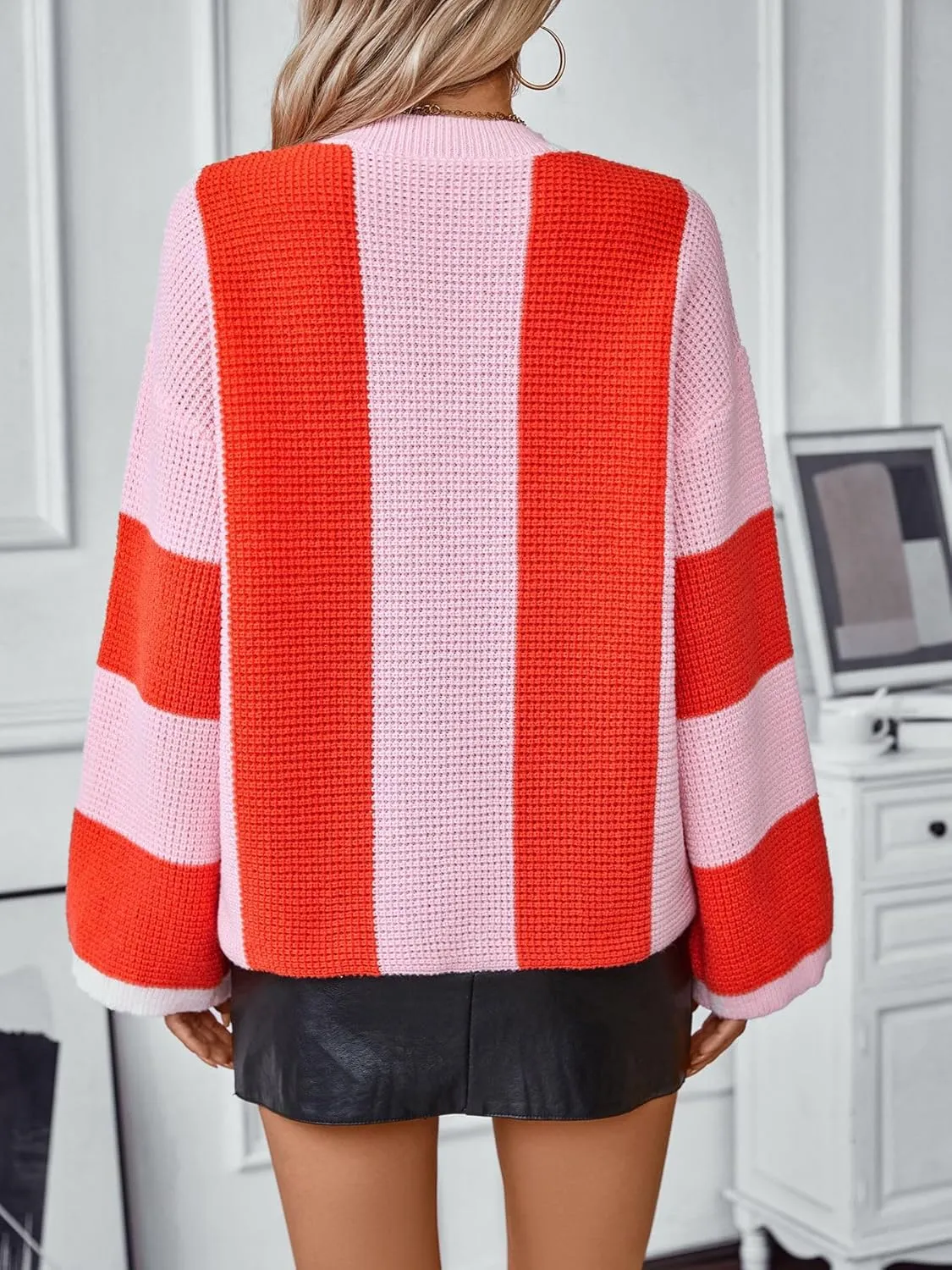 Womens Oversized Sweaters Turtleneck Batwing Long Sleeve Pullover Loose Chunky Knit Jumper Holiday Christmas