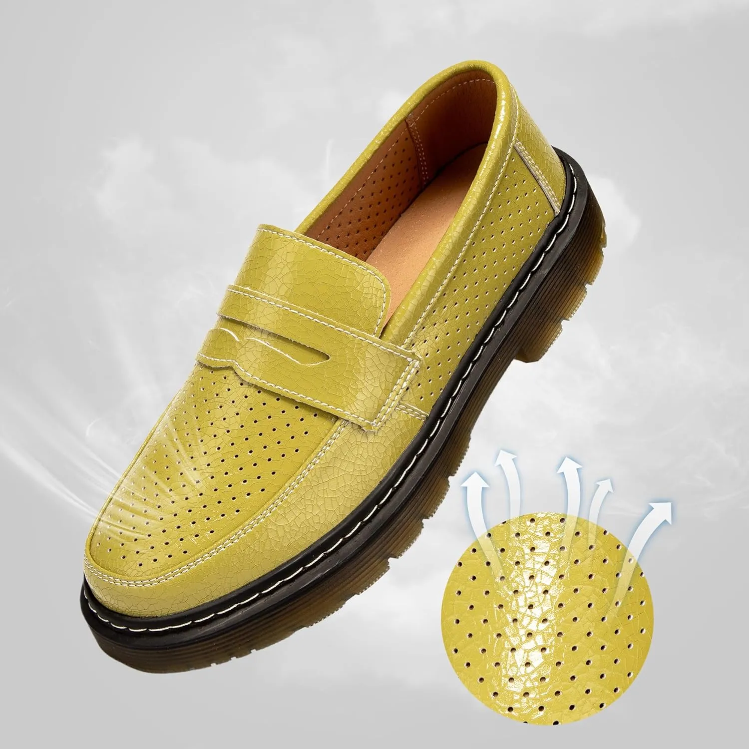 Women's Penny Loafers Breathable Perforated Loafers for Women