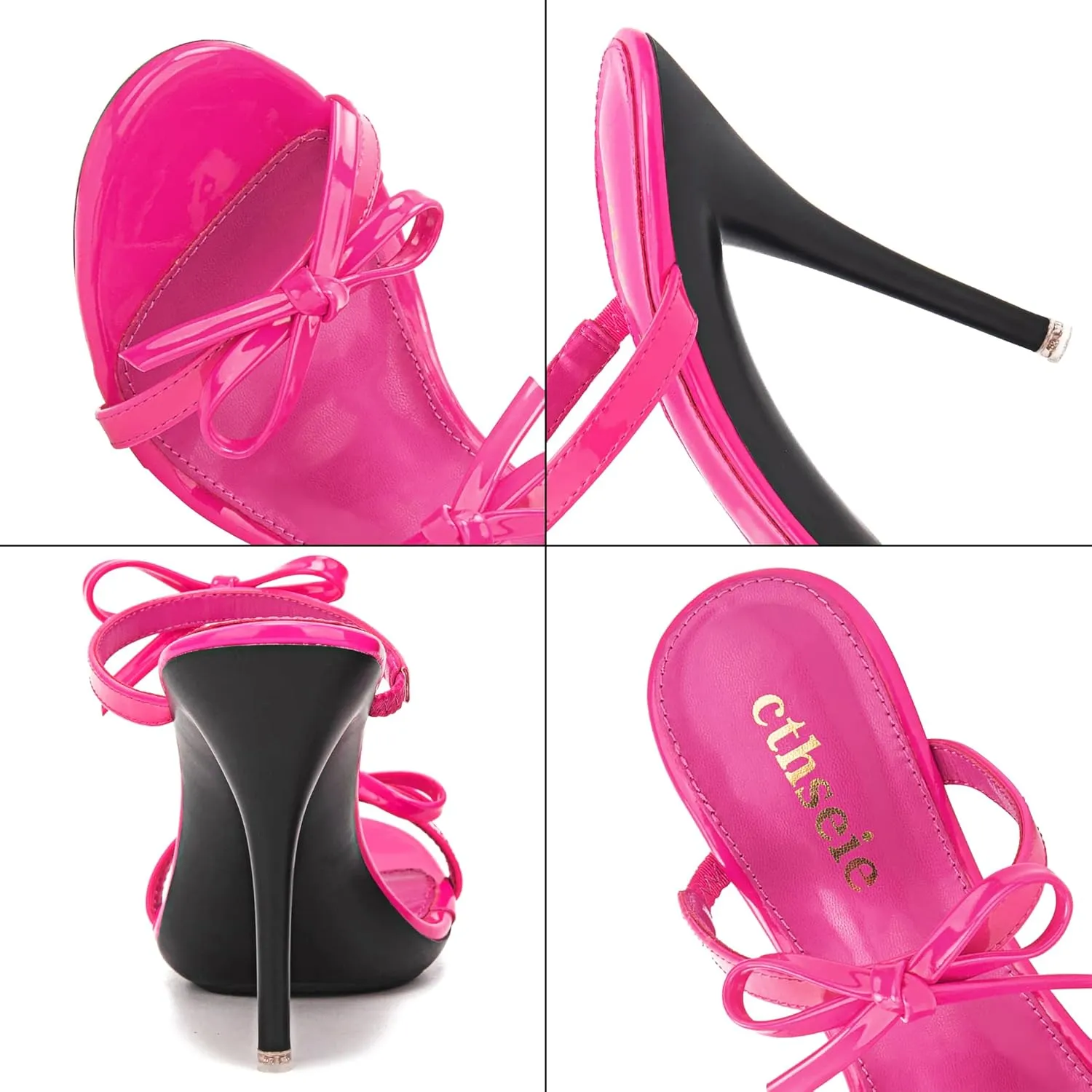 Women's Platform Heeled Sandals Strappy Stilettos Mules Open Toe Slip On Fashion Sexy Dress Cute Bowknot Backless High Heel Slides Heels Slippers