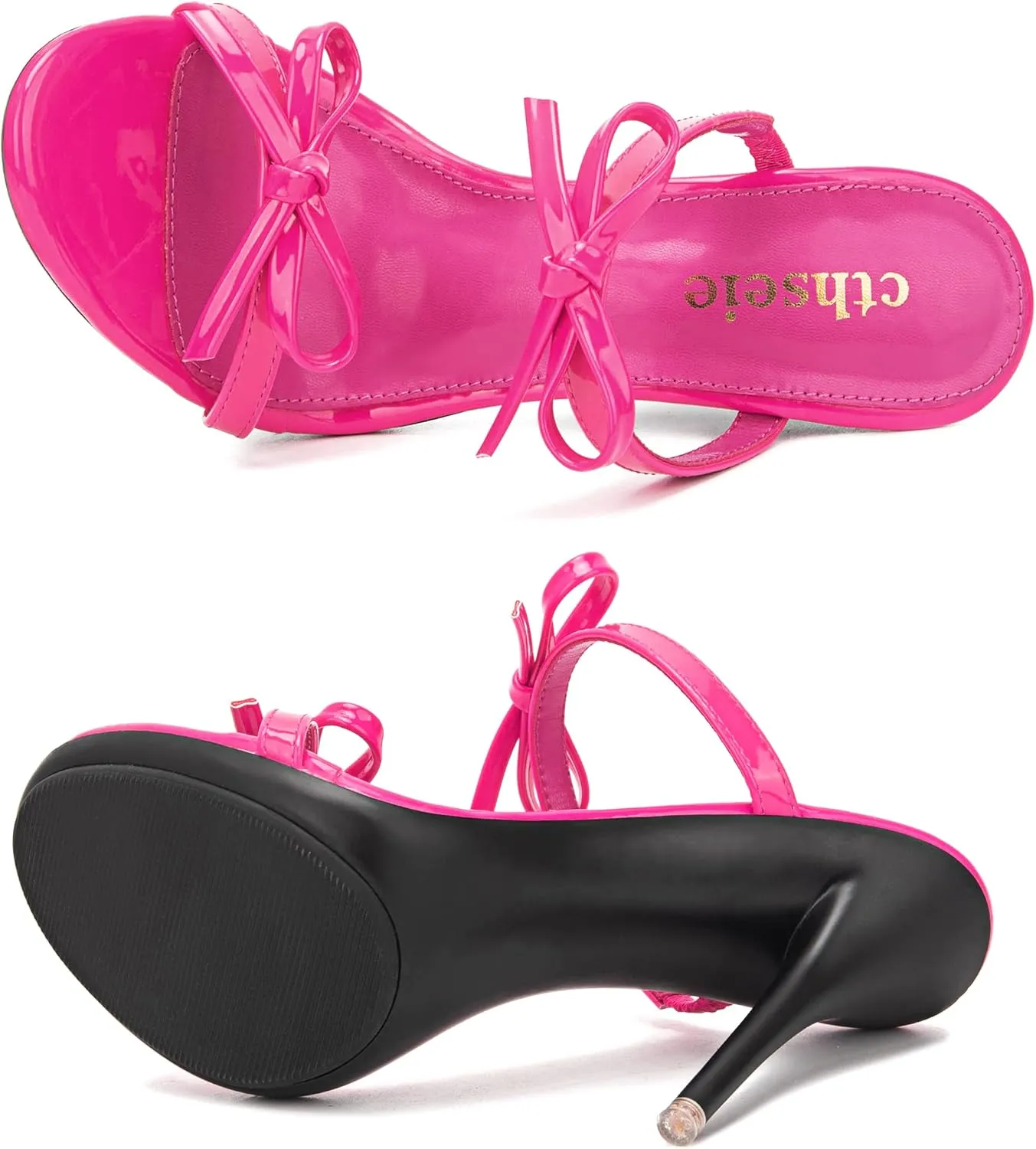 Women's Platform Heeled Sandals Strappy Stilettos Mules Open Toe Slip On Fashion Sexy Dress Cute Bowknot Backless High Heel Slides Heels Slippers