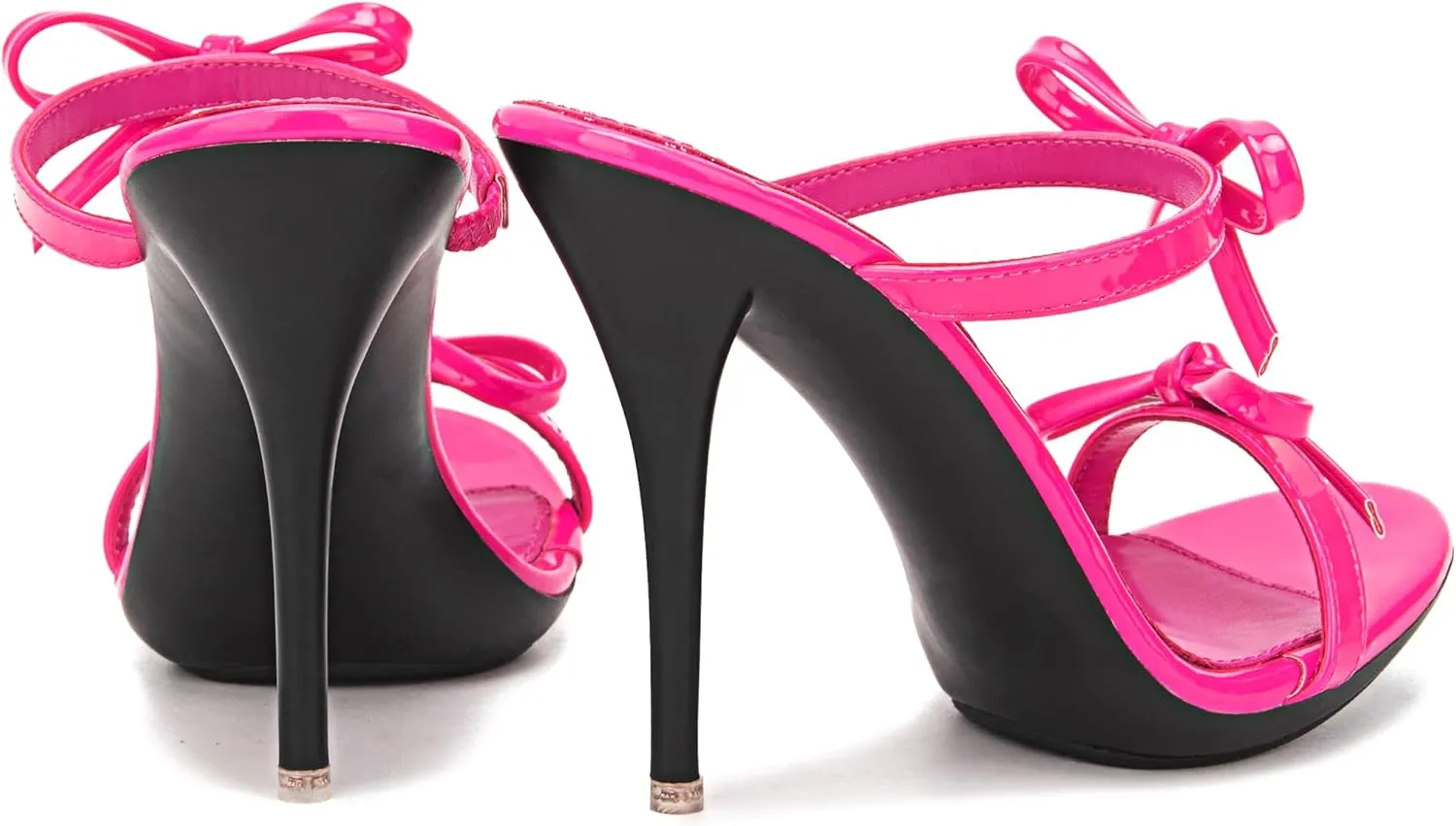 Women's Platform Heeled Sandals Strappy Stilettos Mules Open Toe Slip On Fashion Sexy Dress Cute Bowknot Backless High Heel Slides Heels Slippers