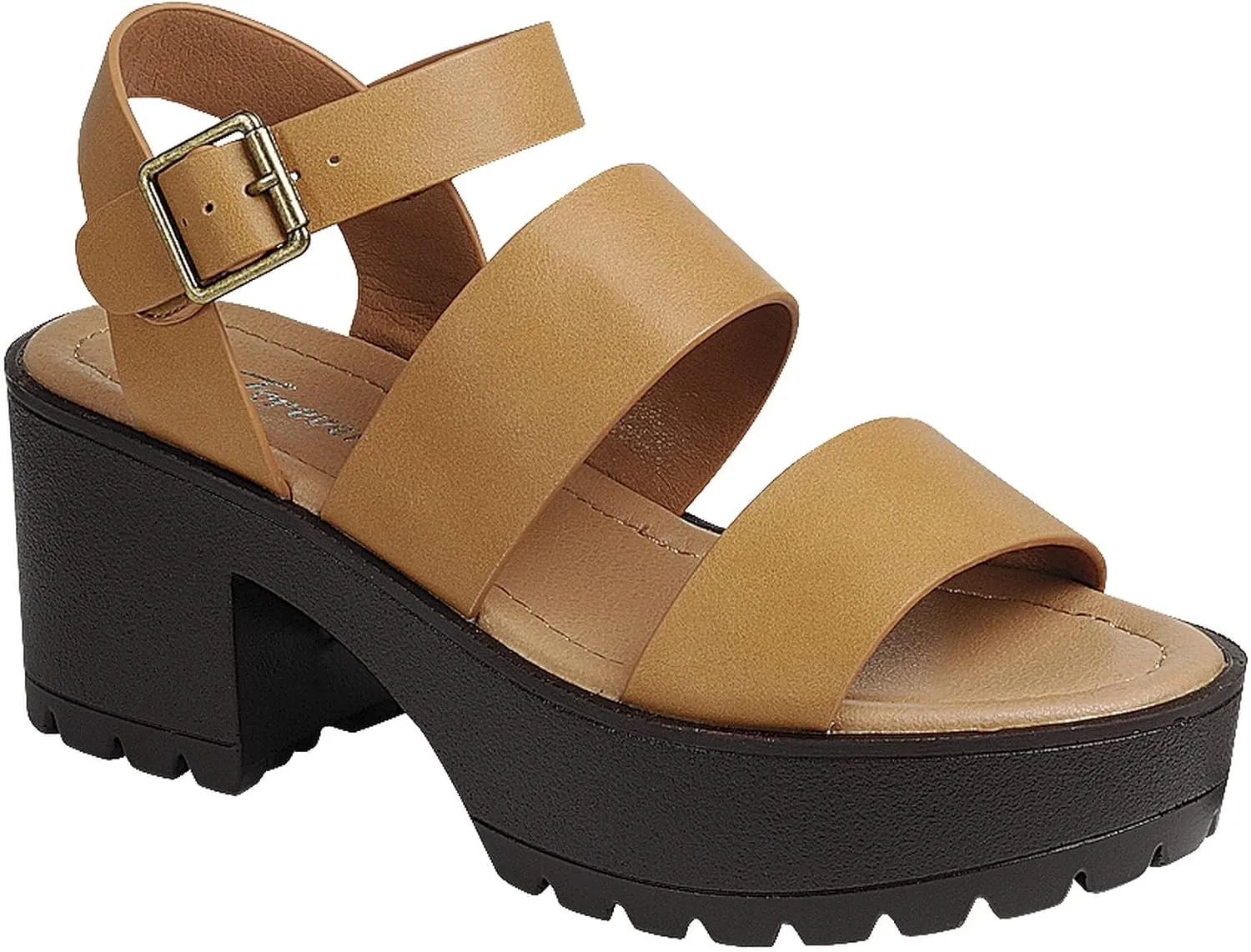 Women's Platform Open Toe Ankle Strap Lug Sole Block Heel Sandals
