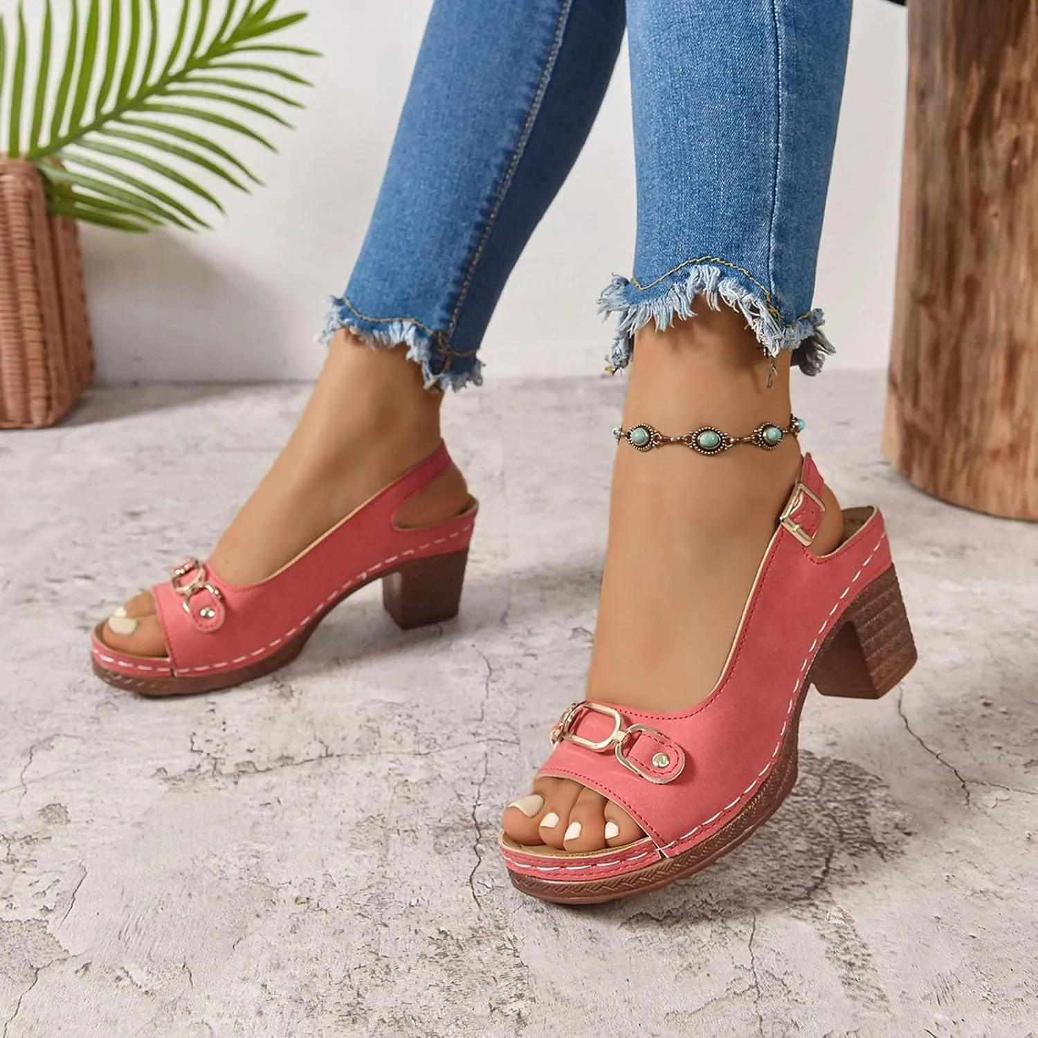 Women's Platform Sandals Comfortable Orthopedic Shoes Trendy Open Toe Shoes Adjustable Ankle Back Strap Summer Sandals with Arch Support Casual Dressy Wide Wedge Sandal for Work Dating Party