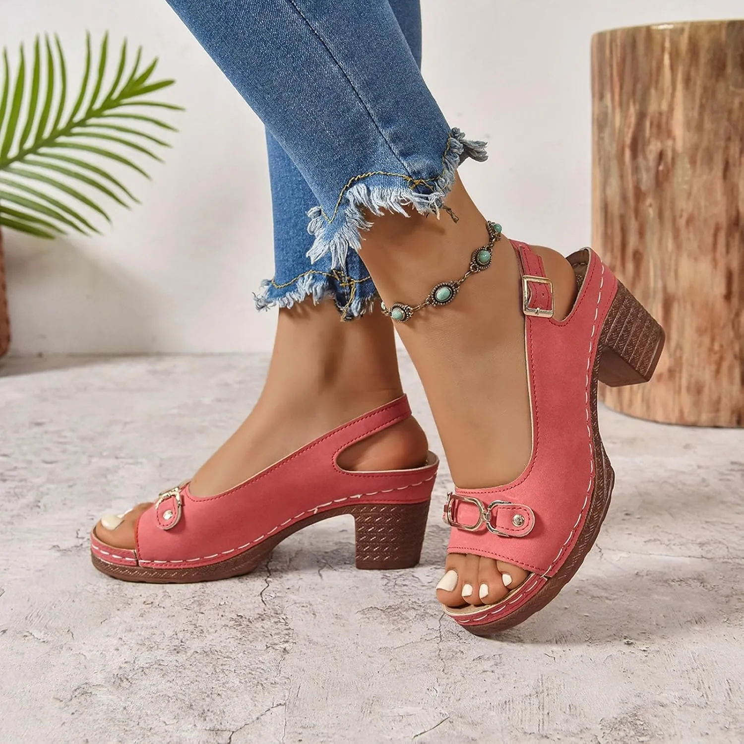 Women's Platform Sandals Comfortable Orthopedic Shoes Trendy Open Toe Shoes Adjustable Ankle Back Strap Summer Sandals with Arch Support Casual Dressy Wide Wedge Sandal for Work Dating Party