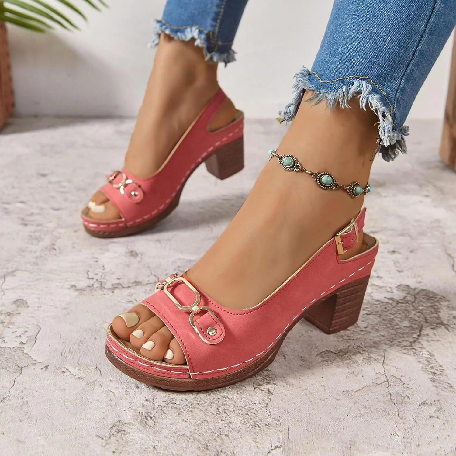 Women's Platform Sandals Comfortable Orthopedic Shoes Trendy Open Toe Shoes Adjustable Ankle Back Strap Summer Sandals with Arch Support Casual Dressy Wide Wedge Sandal for Work Dating Party