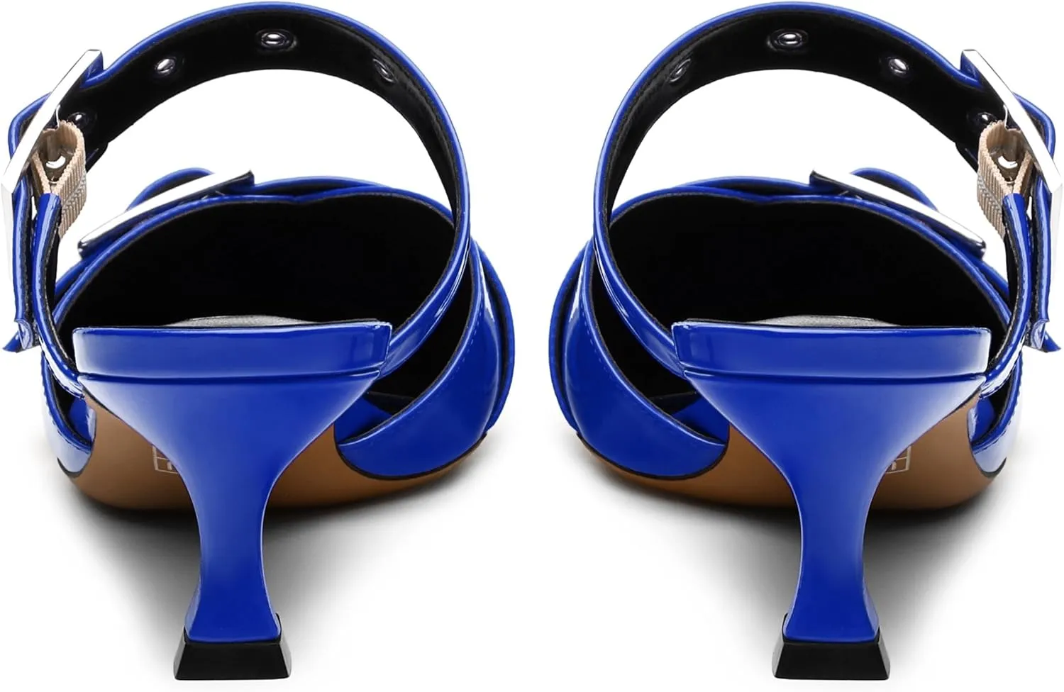 Women's Pumps, Pointed Toe Low Heel Mules for Women, Backstrap Buckle Fashion Solid Women's Mule Pumps for Daily Working Party