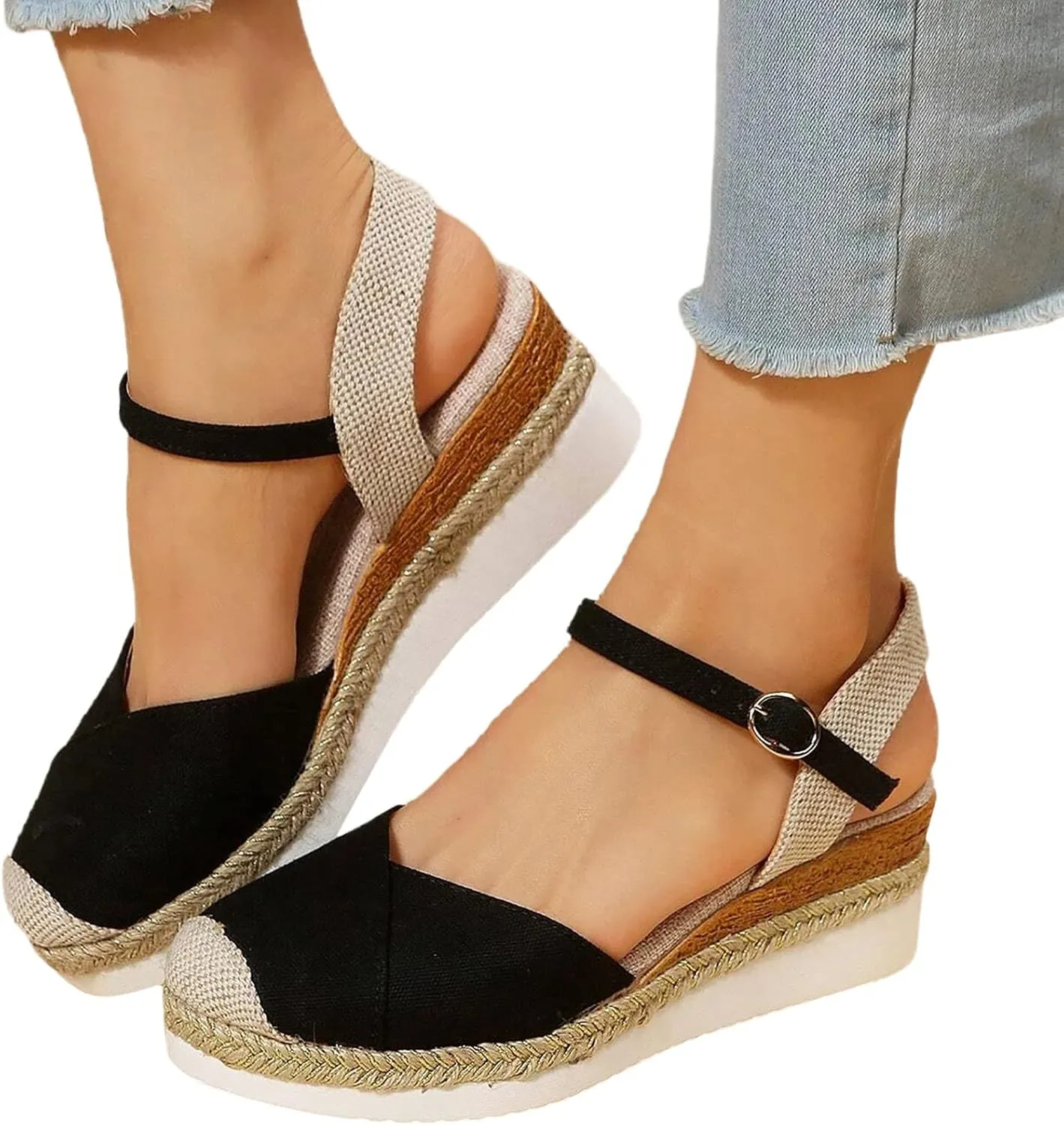 Women'S Sandals 2025 Closed Toe Platform Vacation Wedges Shoes Waterproof Espadrilles For Resort Espadrille Summer Heels