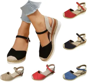 Women'S Sandals 2025 Closed Toe Platform Vacation Wedges Shoes Waterproof Espadrilles For Resort Espadrille Summer Heels