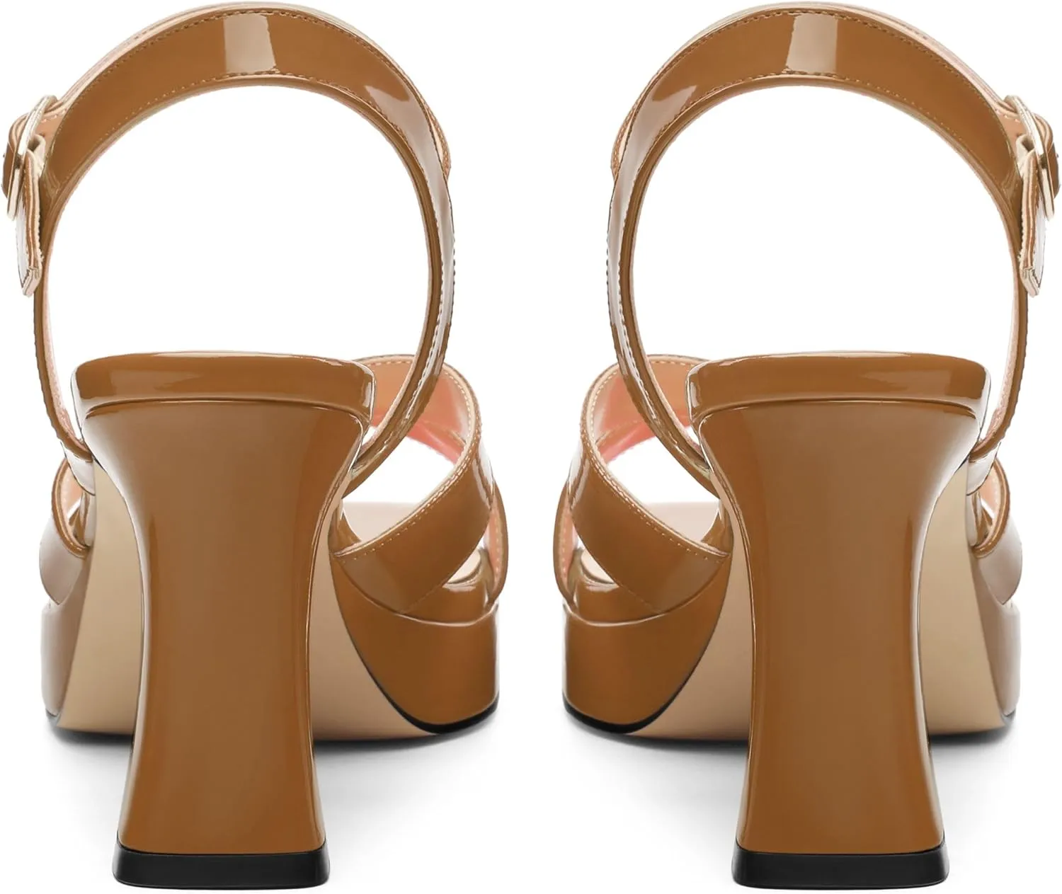 Women's Sandals Chunky High Heel - Adjustable Ankle Strap Open Toe Spool Heels Cross Toe Strap Prom Party Dress Pumps with Buckle