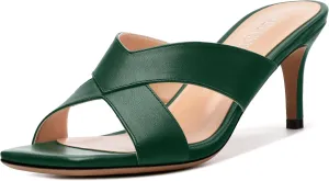 Womens Sandals Square Toe Kitten Heels Fashion Solid Matte Sandal 2.55 inch