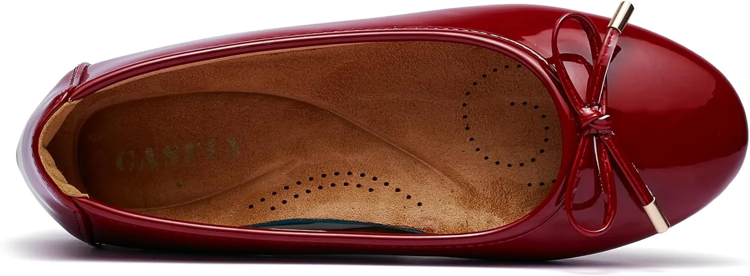 Women's Shine Ballet Bow Dressy Flats Round Toe Slip On Foldable Flats Dress Work Shoes for Business Casual Office