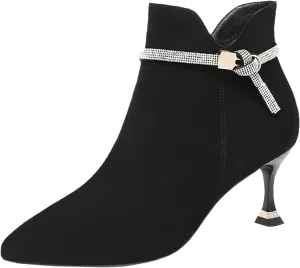 Women's Short Boots High Heels Fashionable Boots Slim Heel Short Ankle Belt Non Broken Toe Brace Or Splint