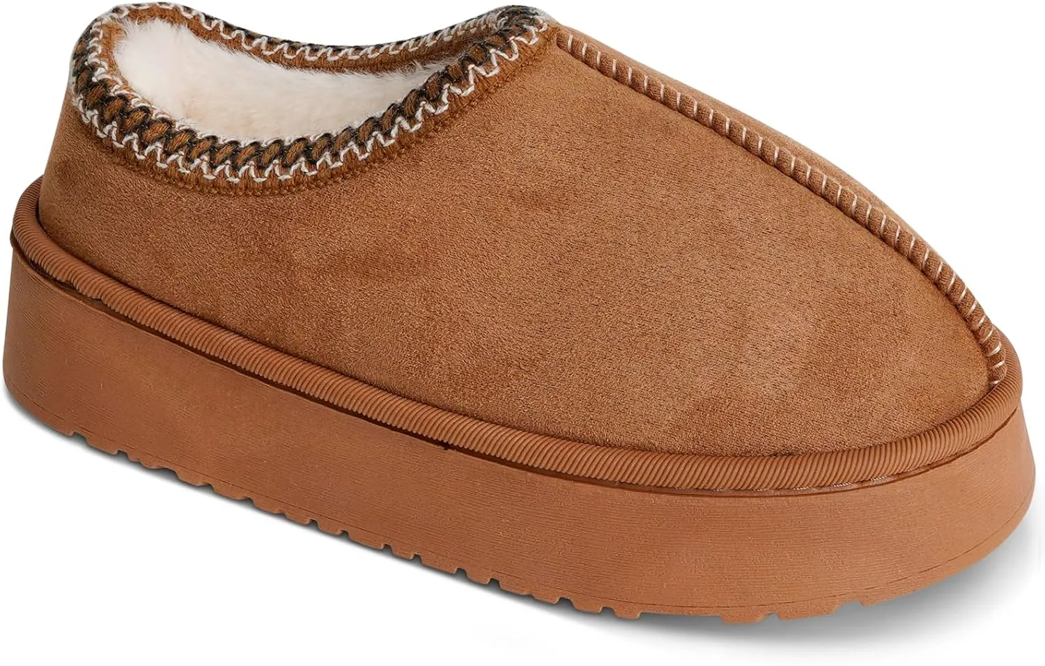 Women's Slippers Platform Mini Fuzzy Boots, Super Light EVA 4cm Thick Sole, Fur Fleece Lined, Cozy and Stylish Slipper for Outdoor Indoor