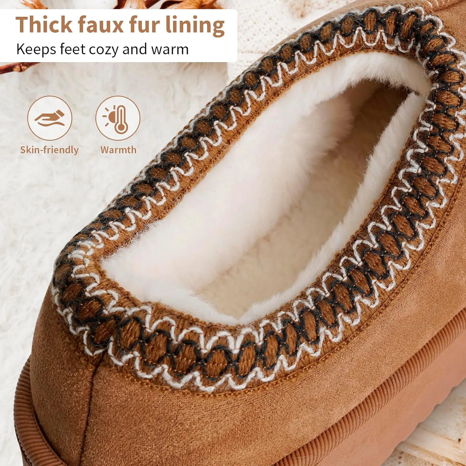 Women's Slippers Platform Mini Fuzzy Boots, Super Light EVA 4cm Thick Sole, Fur Fleece Lined, Cozy and Stylish Slipper for Outdoor Indoor
