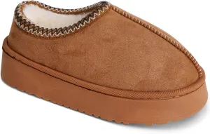 Women's Slippers Platform Mini Fuzzy Boots, Super Light EVA 4cm Thick Sole, Fur Fleece Lined, Cozy and Stylish Slipper for Outdoor Indoor