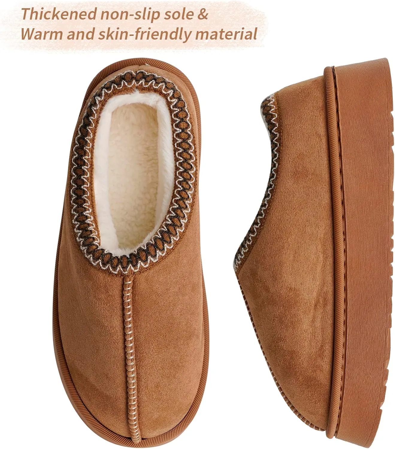 Women's Slippers Platform Mini Fuzzy Boots, Super Light EVA 4cm Thick Sole, Fur Fleece Lined, Cozy and Stylish Slipper for Outdoor Indoor
