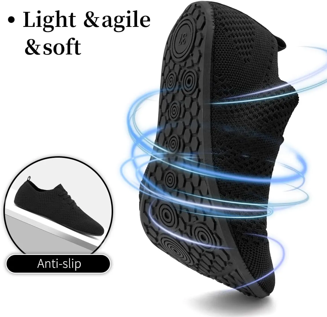Women's Sneakers Walking Running Shoes Training Sport Gym Fitness Tennis Shoes Non Slip Barefoot Yoga Shoe Comfortable Lightweight Mesh Breathable Fashion Sneaker