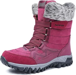 Womens Snow Boots Winter Fur Lined Warm Ankle Boots Lace up Anti-Slip Shoes for Outdoor Walking Hiking Trekking