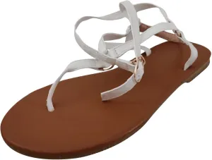 Women's Stylish Roman Flats Gladiator Sandals with Ankle Strap Casual Beach Summer Thong Sandal Everyday Footwear