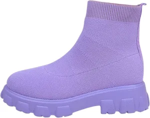 Women's Thick Bottom Boots Ankle Boots Thick Soles Round Toe Non Slip Solid Color Fly Woven Mesh Womens Flat Boots Short