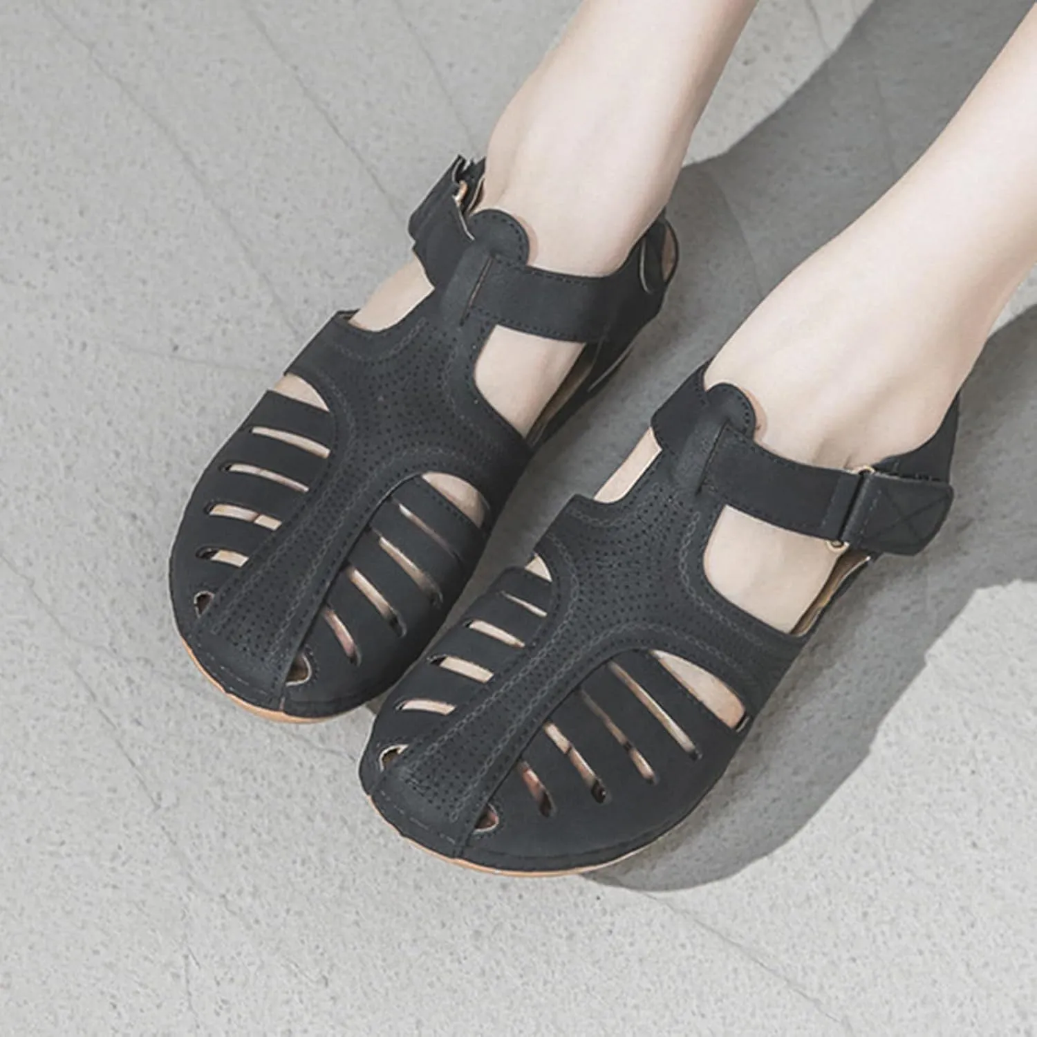 Womens Wedge Sandals Casual Bohemia Gladiator Sandals Comfortable Ankle Strap Closed Toe Platform Wedges, Summer Outdoor Slip On Orthopedic Sandal