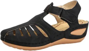 Womens Wedge Sandals Casual Bohemia Gladiator Sandals Comfortable Ankle Strap Closed Toe Platform Wedges, Summer Outdoor Slip On Orthopedic Sandal