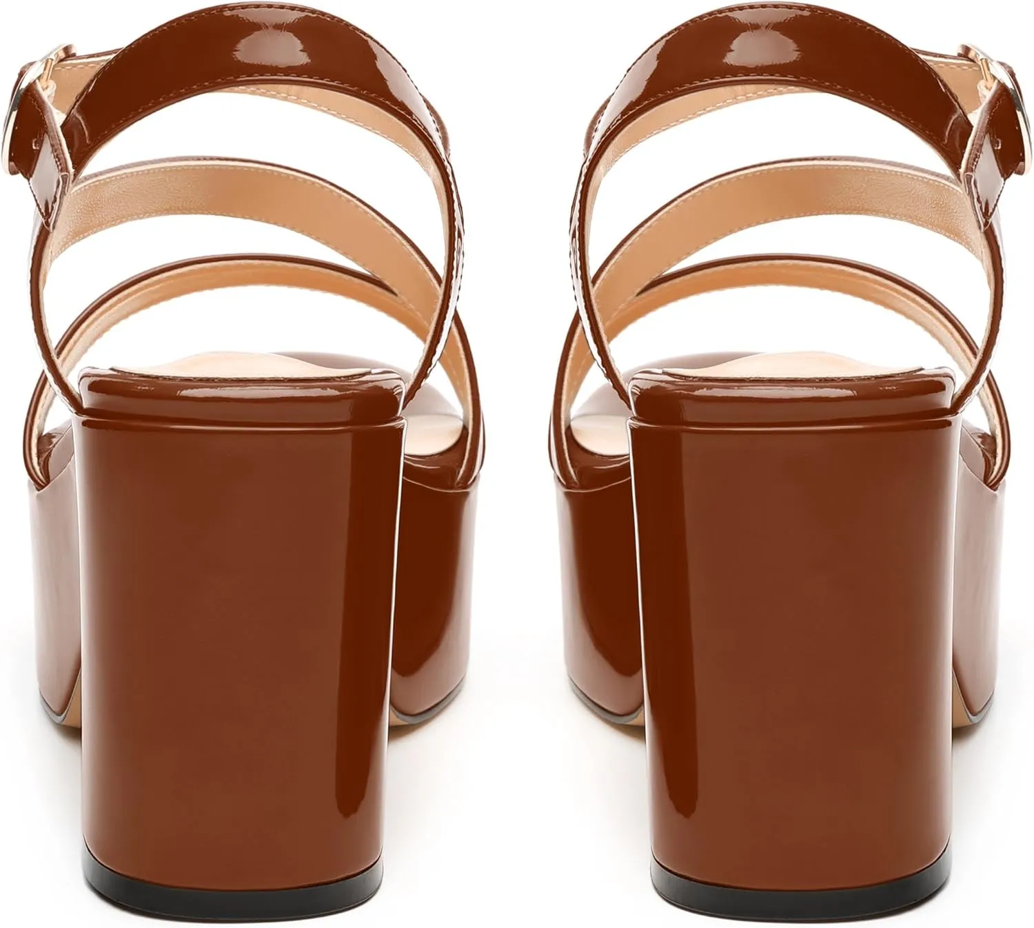 Womens Wedge Sandals, Round Toe Platform Sandals, Adjustable Strap with Buckle Fashion Solid Heeled Sandal for Work Wedding Party