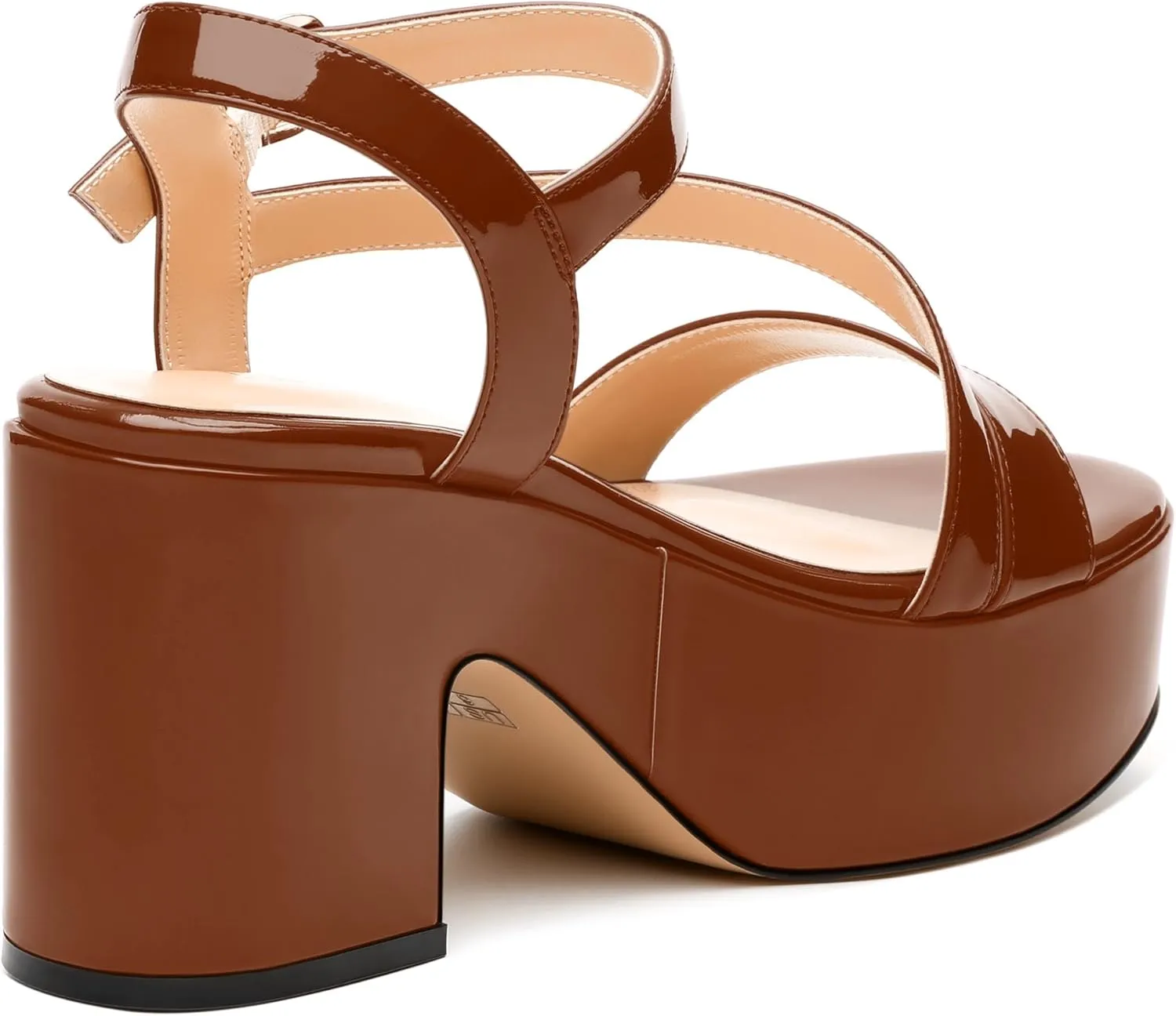 Womens Wedge Sandals, Round Toe Platform Sandals, Adjustable Strap with Buckle Fashion Solid Heeled Sandal for Work Wedding Party