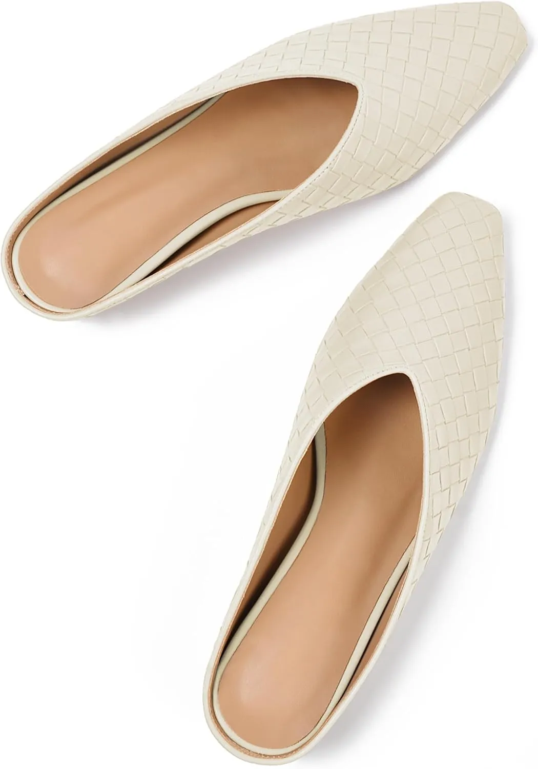 Woven Mules for Women Metallic Leather Slides Ladies Trendy Comfortable Square Toe Hidden Wedge Heels