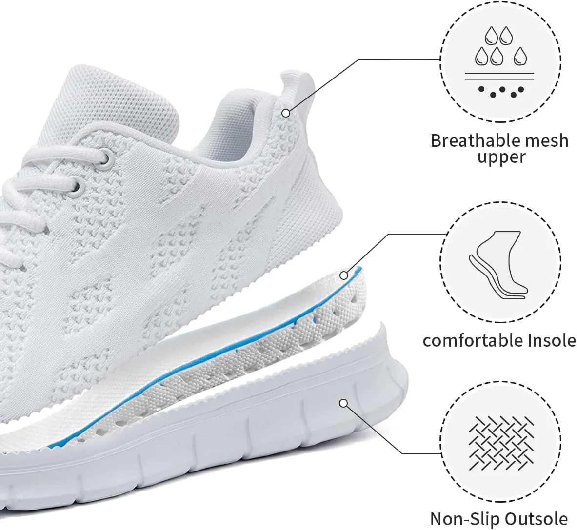 WYGRQBN Mens Walking Shoes Lightweight Breathable Slip On Running Shoes Gym Workout Tennis Fashion Sneakers
