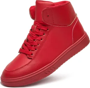 XRH Womens High Top Sneakers PU Leather Running Shoes Non Slip Walking Athletic Tennis Shoes for Women Ankle Boots