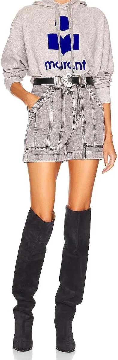 XYD Sassy Cone Mid Heels Thigh High Boots for Women Over The Knee Stretchy Pointed Toe Stylish Baggy Winter Warm Dress Long Booties Shoes