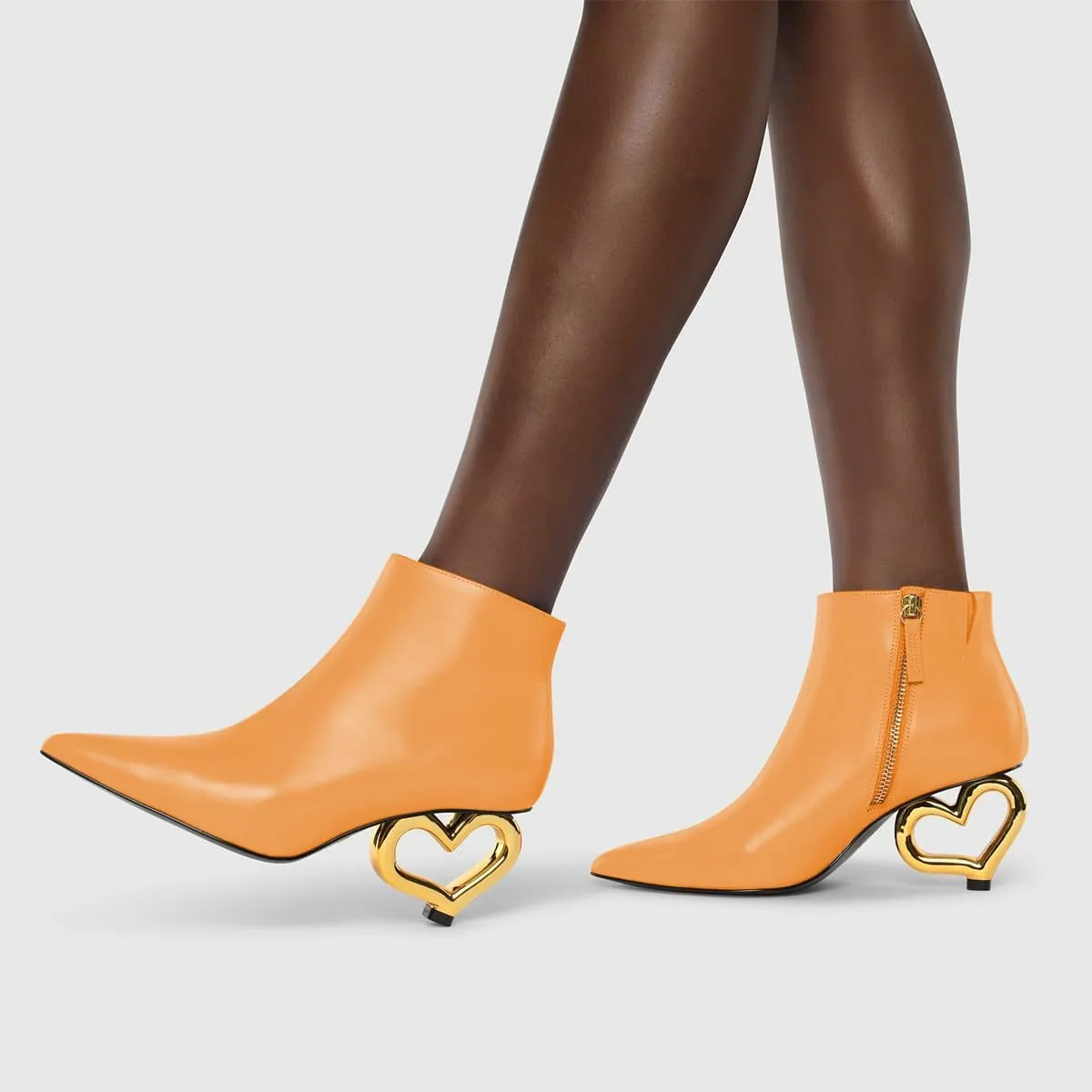 XYD Women Ankle Boots Cute Heart Heel Closed Pointed Toe Side Zipper Fashion Short Booties Event Party Casual Shoes