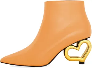 XYD Women Ankle Boots Cute Heart Heel Closed Pointed Toe Side Zipper Fashion Short Booties Event Party Casual Shoes