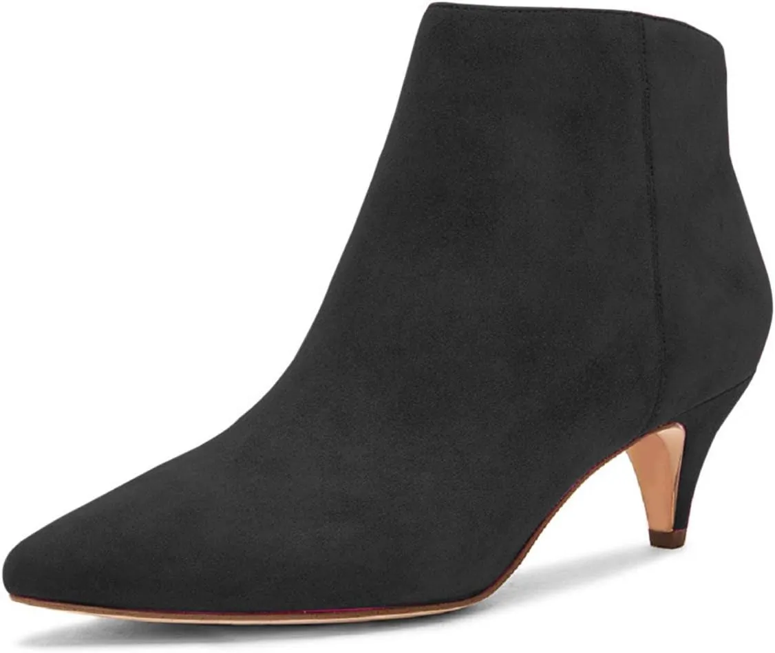 XYD Women Chic Low Kitten Heel Ankle Boots Pointed Closed Toe Side Zipper Prom Glitter Party Fashion Short Bootie Shoes