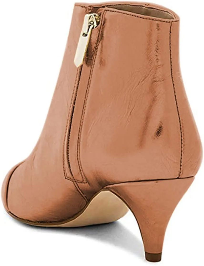 XYD Women Chic Low Kitten Heel Ankle Boots Pointed Closed Toe Side Zipper Prom Glitter Party Fashion Short Bootie Shoes