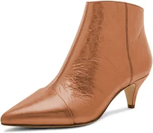 XYD Women Chic Low Kitten Heel Ankle Boots Pointed Closed Toe Side Zipper Prom Glitter Party Fashion Short Bootie Shoes