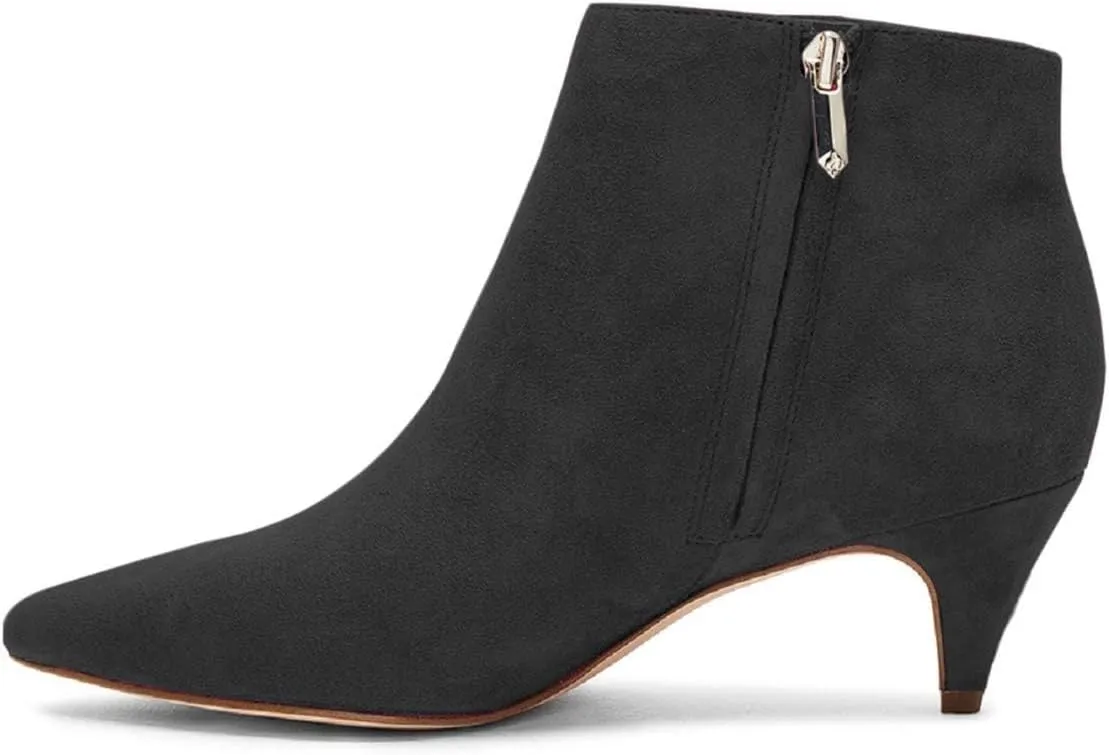 XYD Women Chic Low Kitten Heel Ankle Boots Pointed Closed Toe Side Zipper Prom Glitter Party Fashion Short Bootie Shoes