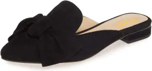 XYD Women Closed Pointed Toe Bows Mules Low Heel Flats Slip On Slide Sandals Daily Casual Outdoor Comfort Shoes