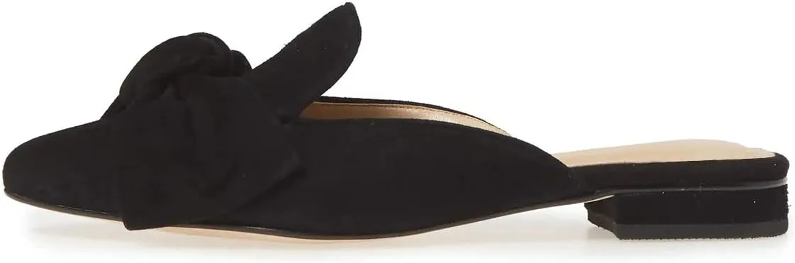 XYD Women Closed Pointed Toe Bows Mules Low Heel Flats Slip On Slide Sandals Daily Casual Outdoor Comfort Shoes