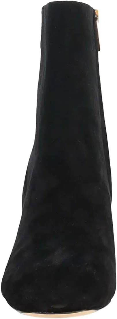 XYD Women Gorgeous Low Chunky Crystal Gem Heel Ankle Boots Closed Square Toe Short Bootie Side Zip Party Ballroom Dress Shoes
