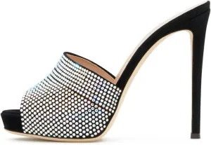 XYD Women Platform Slippers Slip On Stilettos Slides Sexy High Heel Mules Open Almond Toe Fashion Sandals Shoes